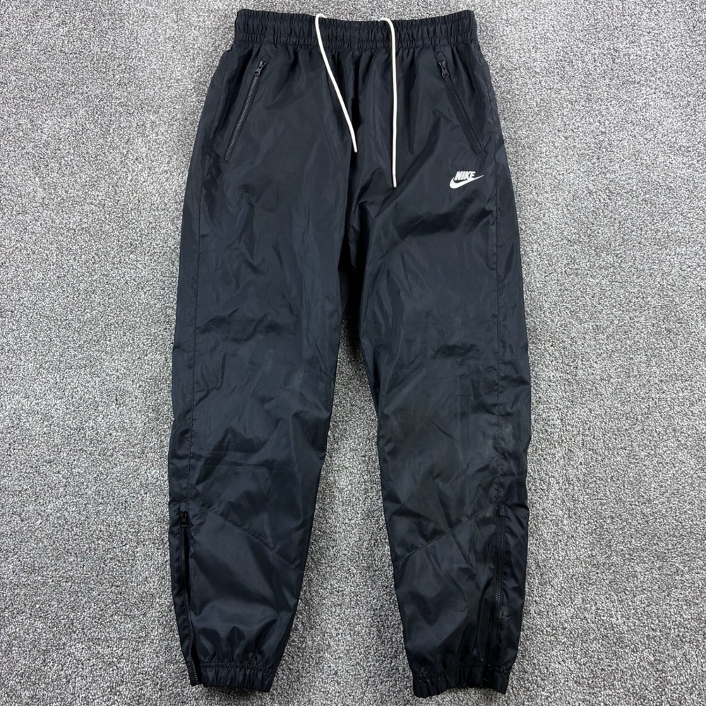 Nike Track Pants Mens Medium Black Nylon Windrunner Joggers Zipper Cuffs